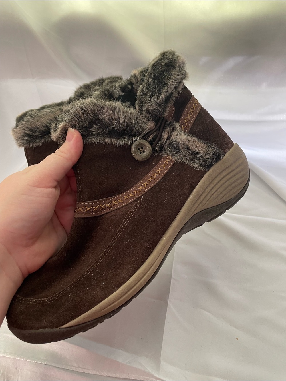 Women’s Brown Suede Faux-Fur Ankle Boot easyspirit
